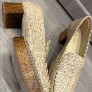 Cult Gaia size 36.5 Neutral Woven Block Heel Loafers